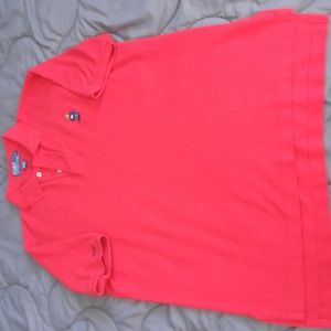 Men's red pique cotton Polo Bear shirt. Sz. L.